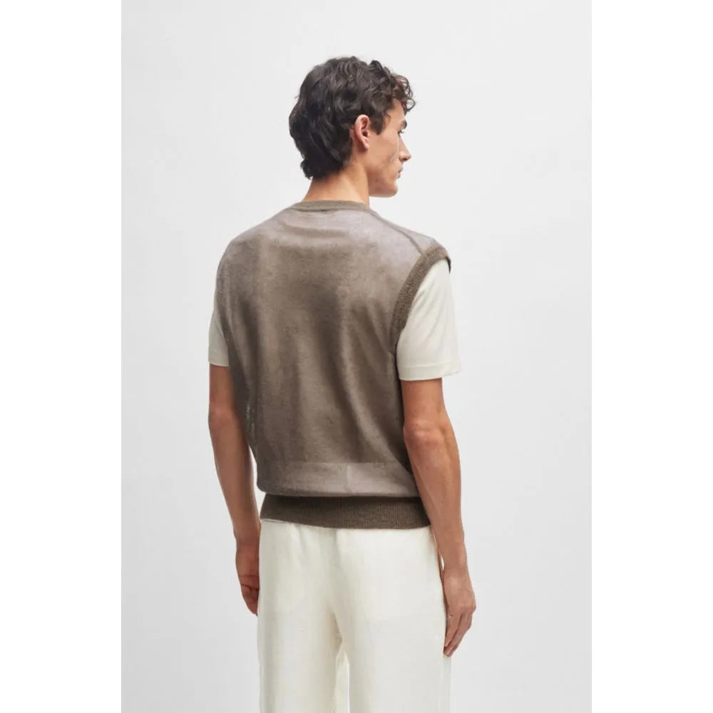 Regular-fit sleeveless sweater in a translucent knit