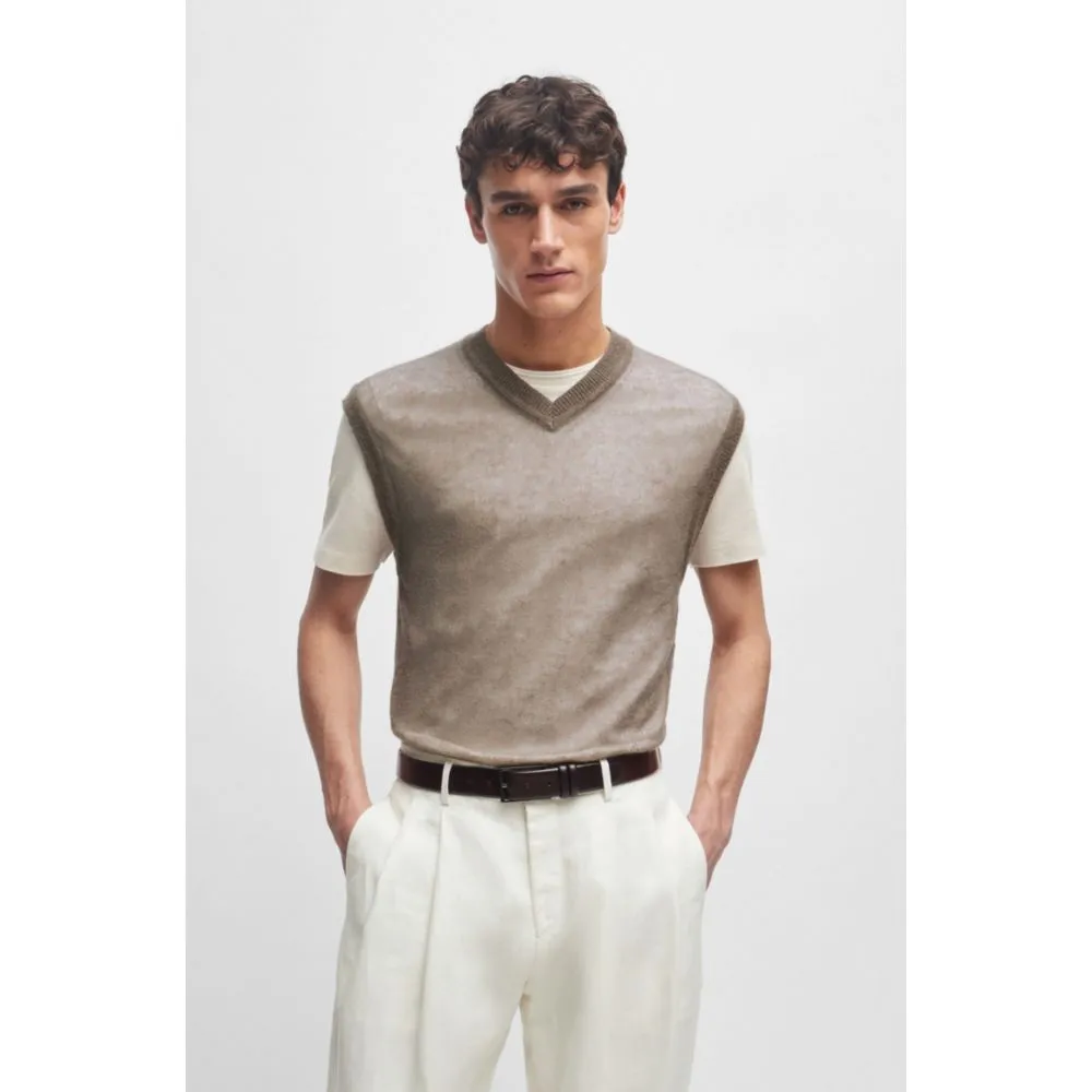 Regular-fit sleeveless sweater in a translucent knit