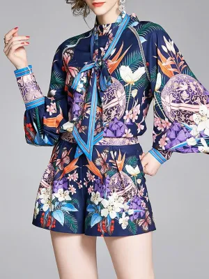 REILY Floral Blouse & Shorts Set