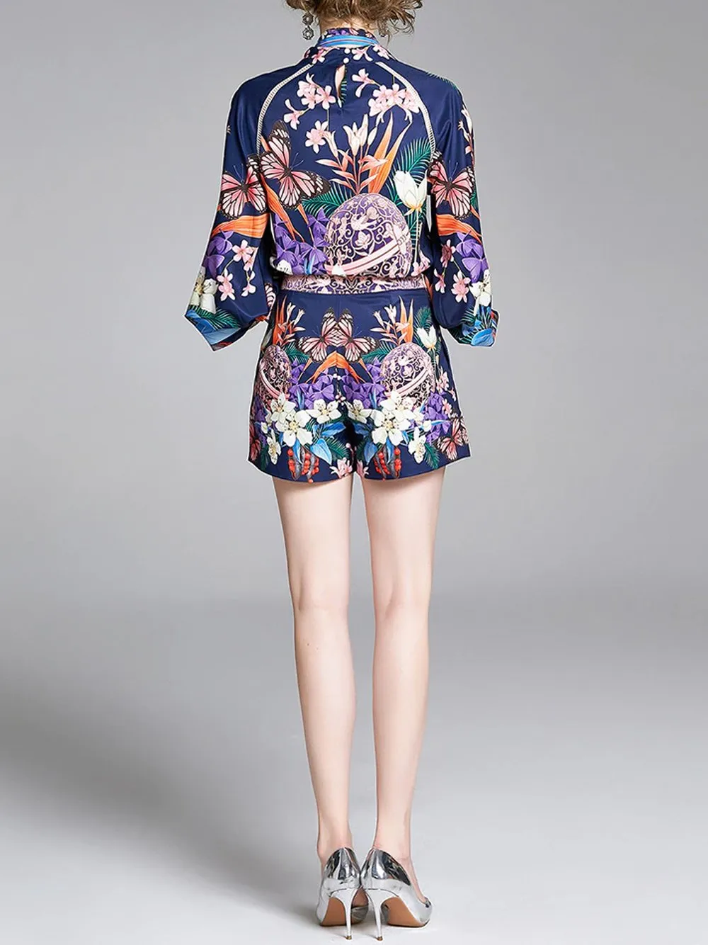 REILY Floral Blouse & Shorts Set