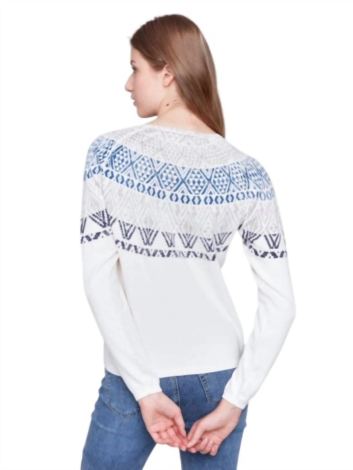 Reverse-Printed Ski Sweater In Ecru