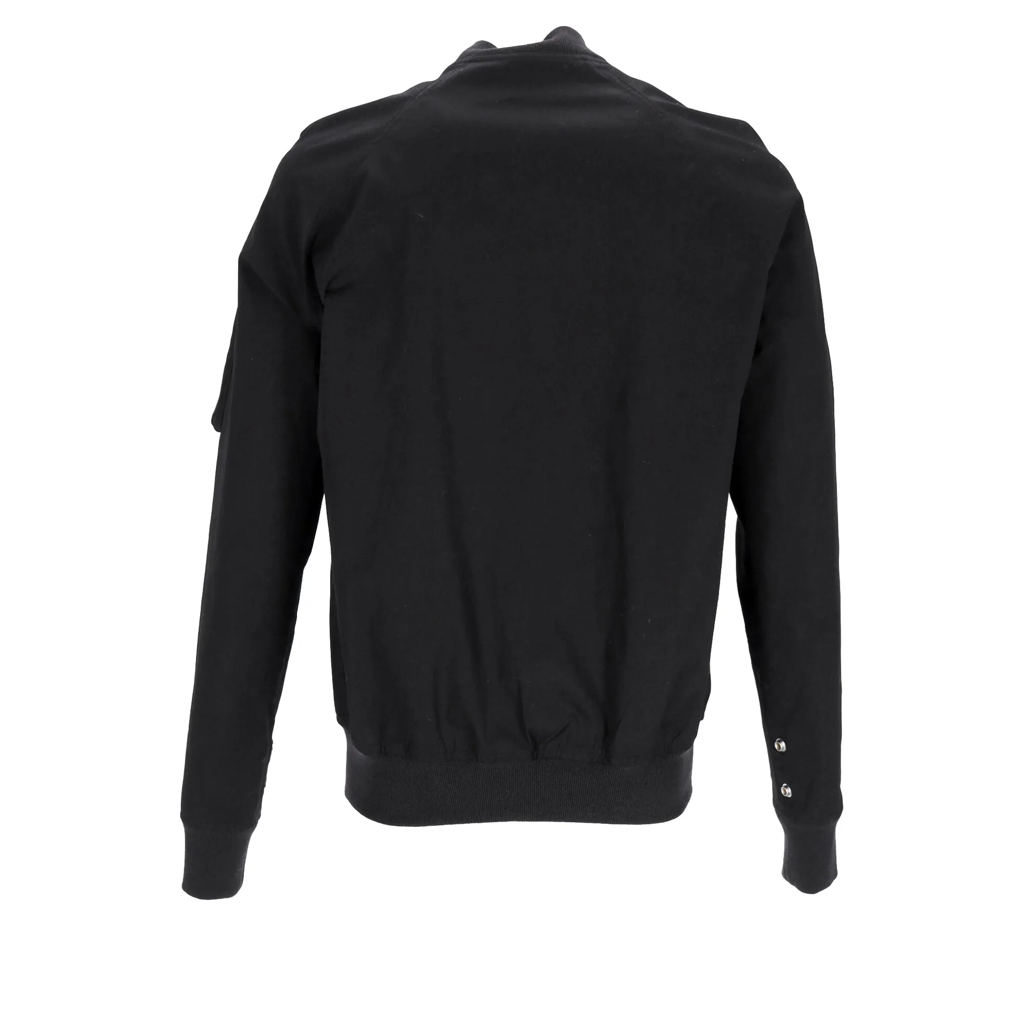 Rick Owens Zipped Bomber Jacket with Arm Pocket in Black Cotton