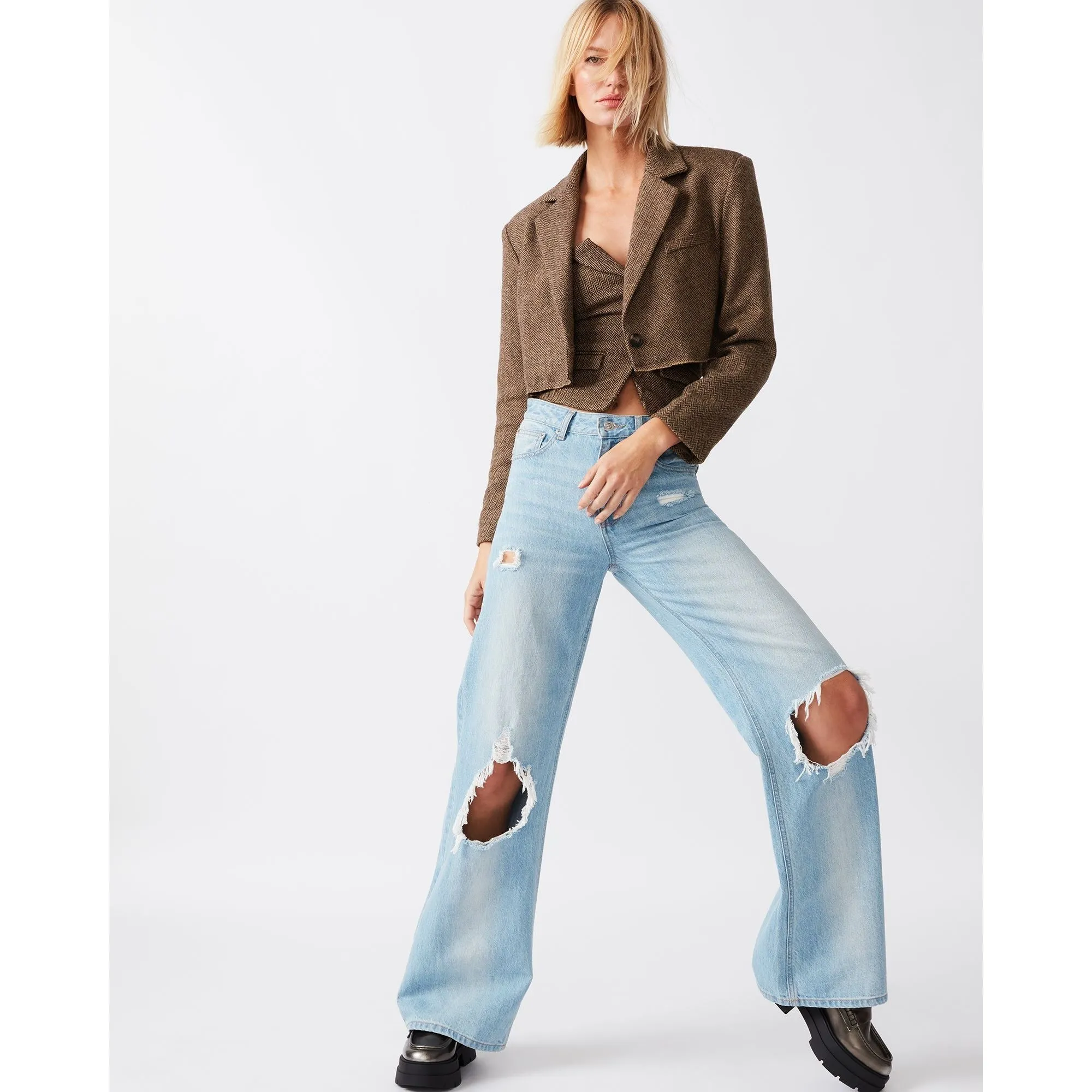 Rupi Cropped Blazer Brown