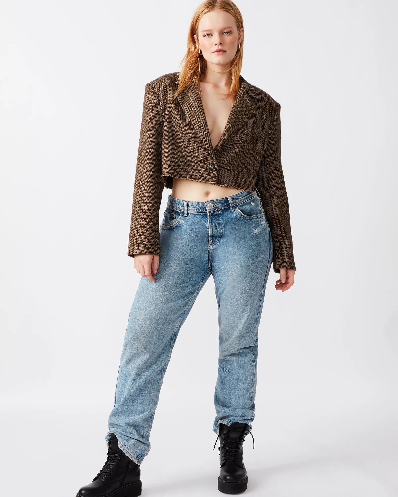 Rupi Cropped Blazer Brown