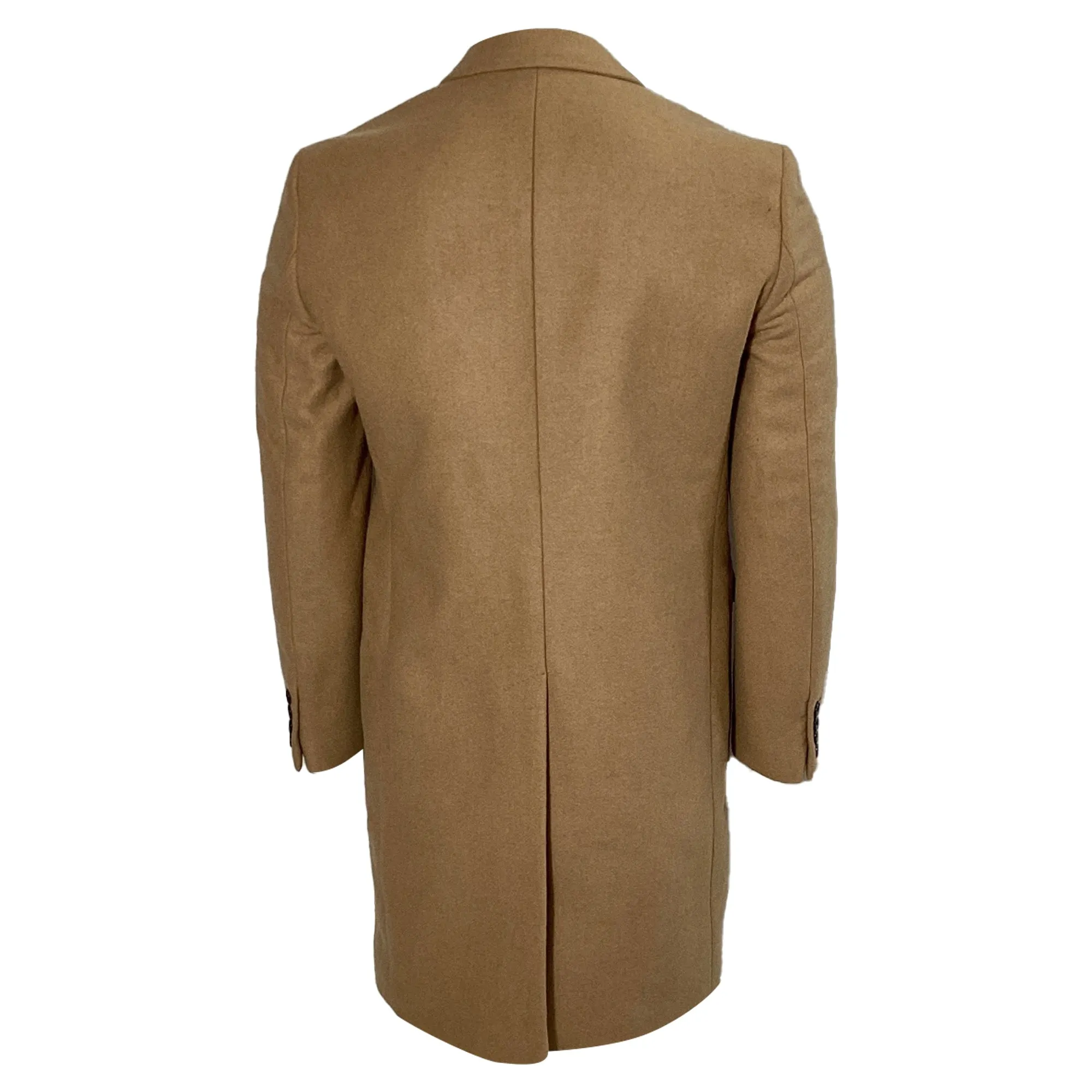 Saint Laurent Slim Fit Chesterfield Coat in Beige Wool