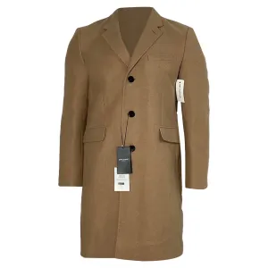 Saint Laurent Slim Fit Chesterfield Coat in Beige Wool
