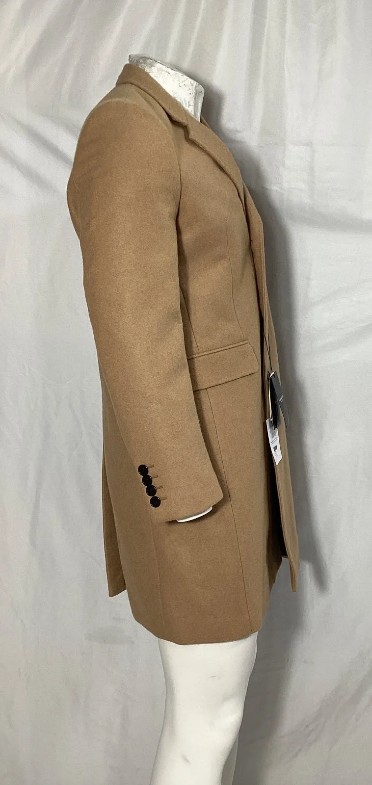 Saint Laurent Slim Fit Chesterfield Coat in Beige Wool
