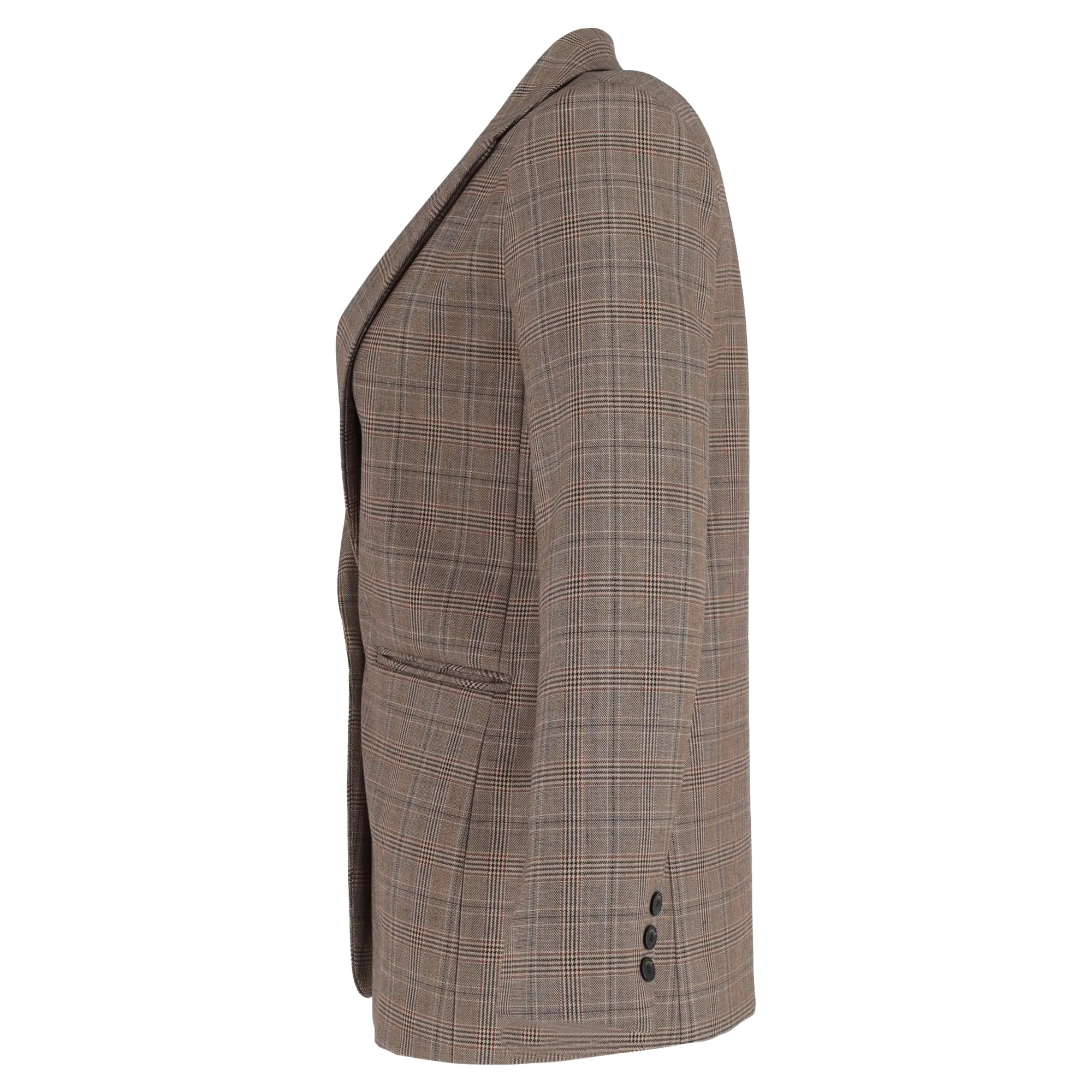 Sandro Jada Plaid-Check Single-Breasted Blazer In Brown Polyester