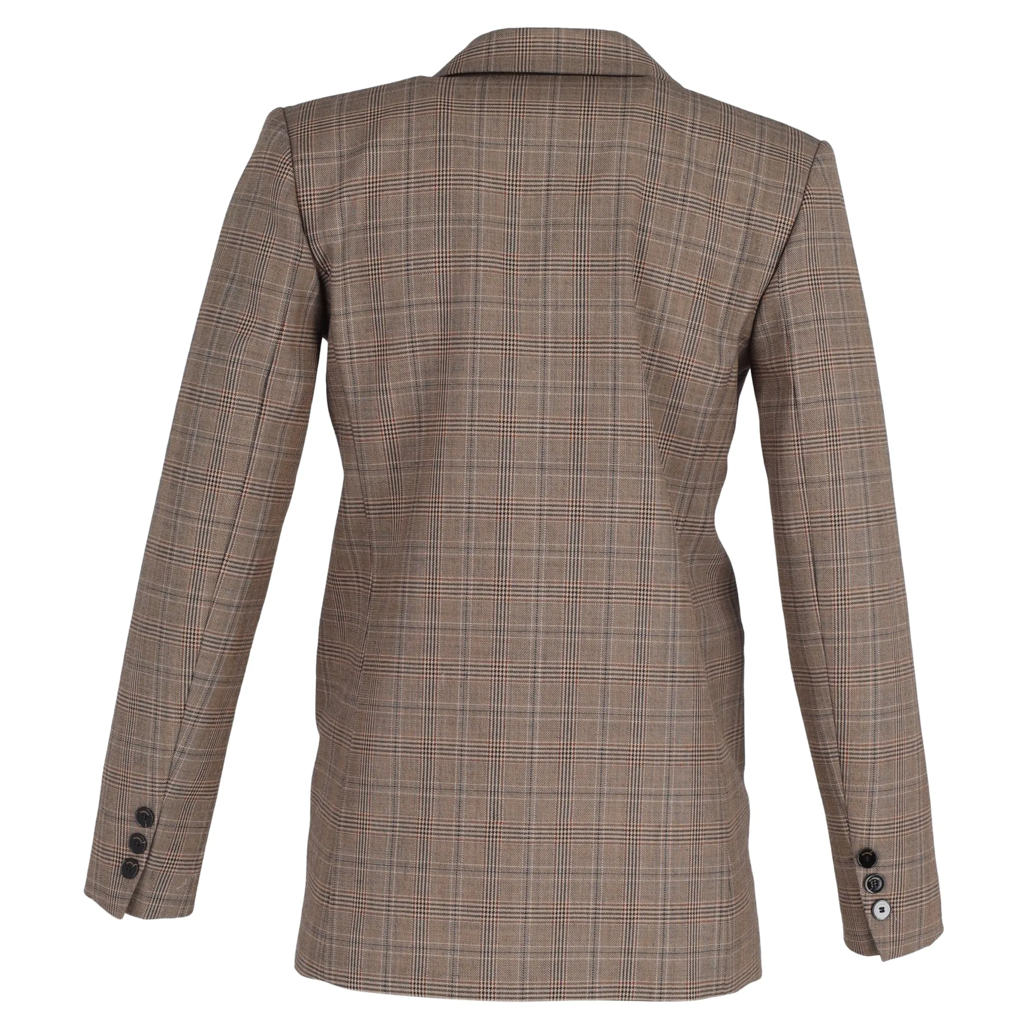 Sandro Jada Plaid-Check Single-Breasted Blazer In Brown Polyester