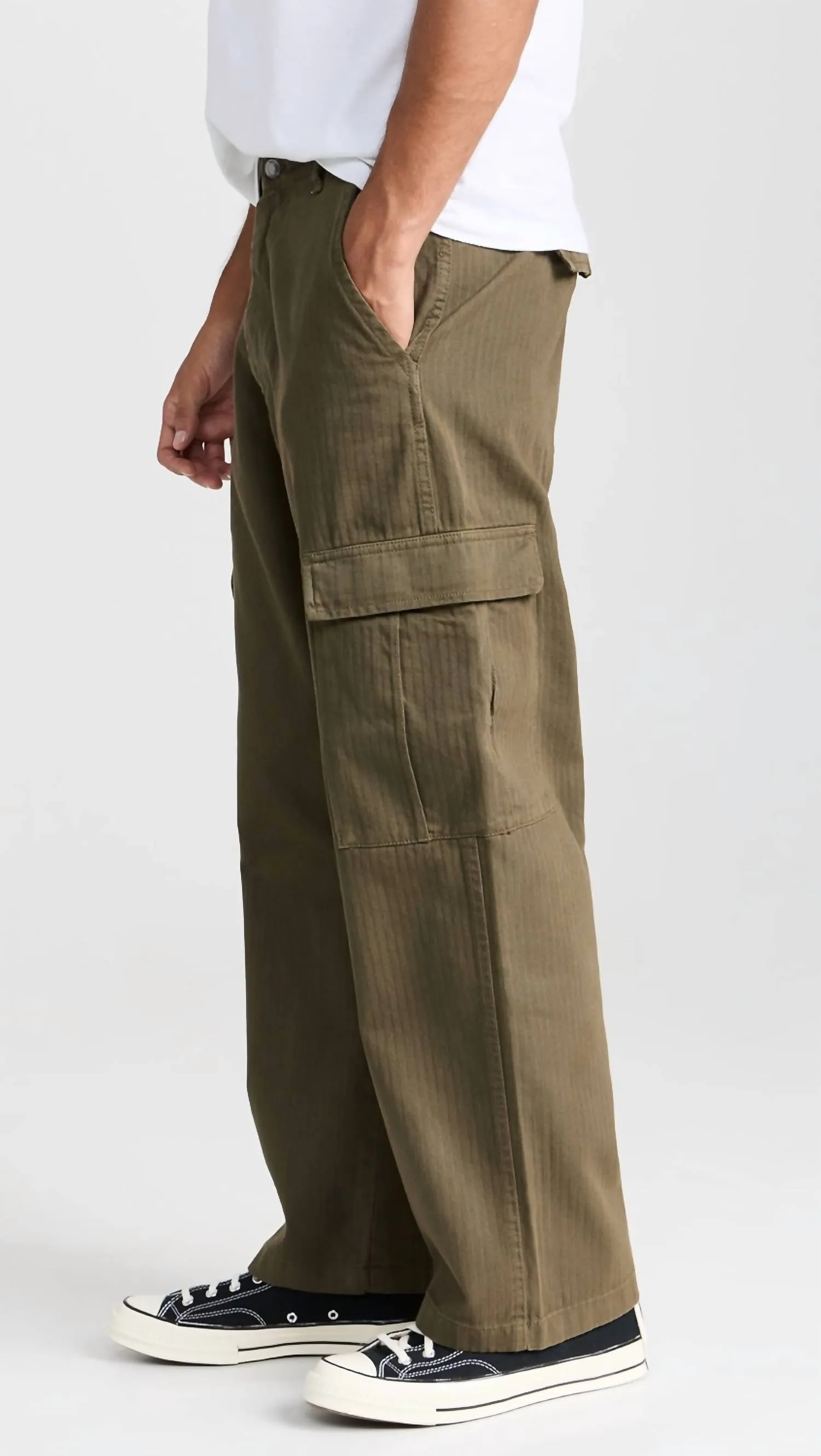 Santo Herringbone Trouser In Khaki