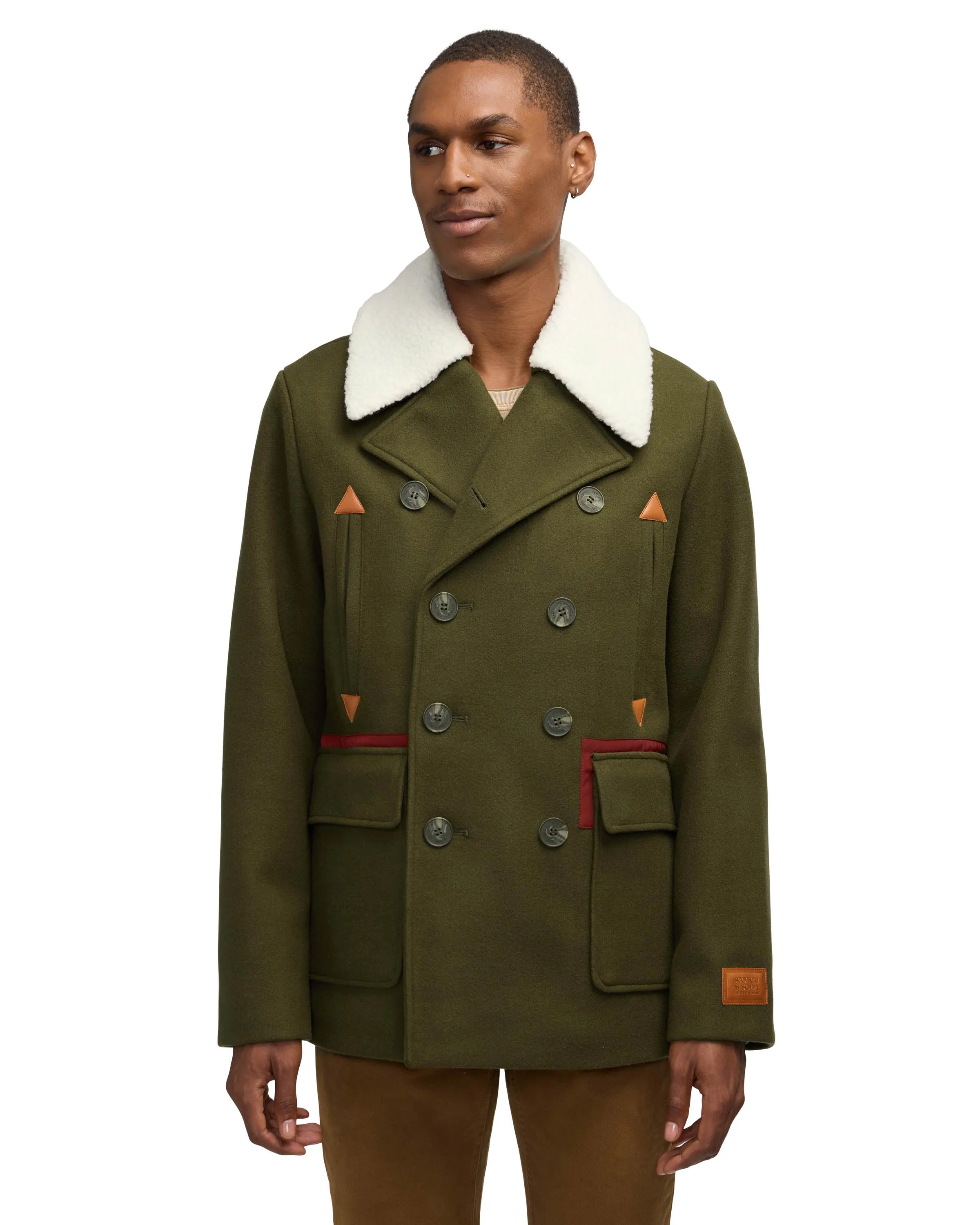 Scotch & Soda Men's Izak Peacoat With Contrast Detail And Removable  Collar