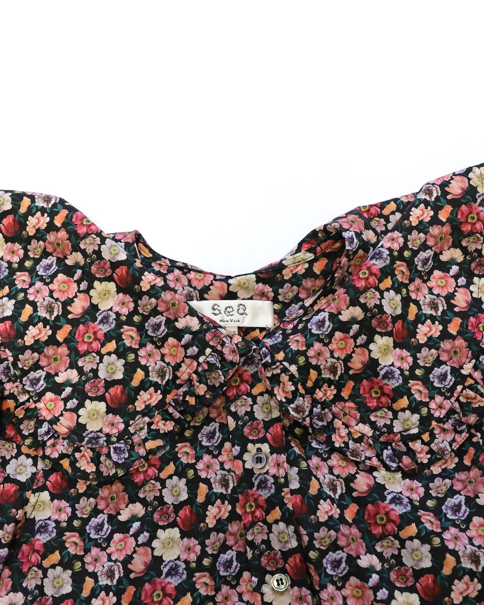 Sea New York Leslie Peter Pan Collar Top in Multicolor Cotton
