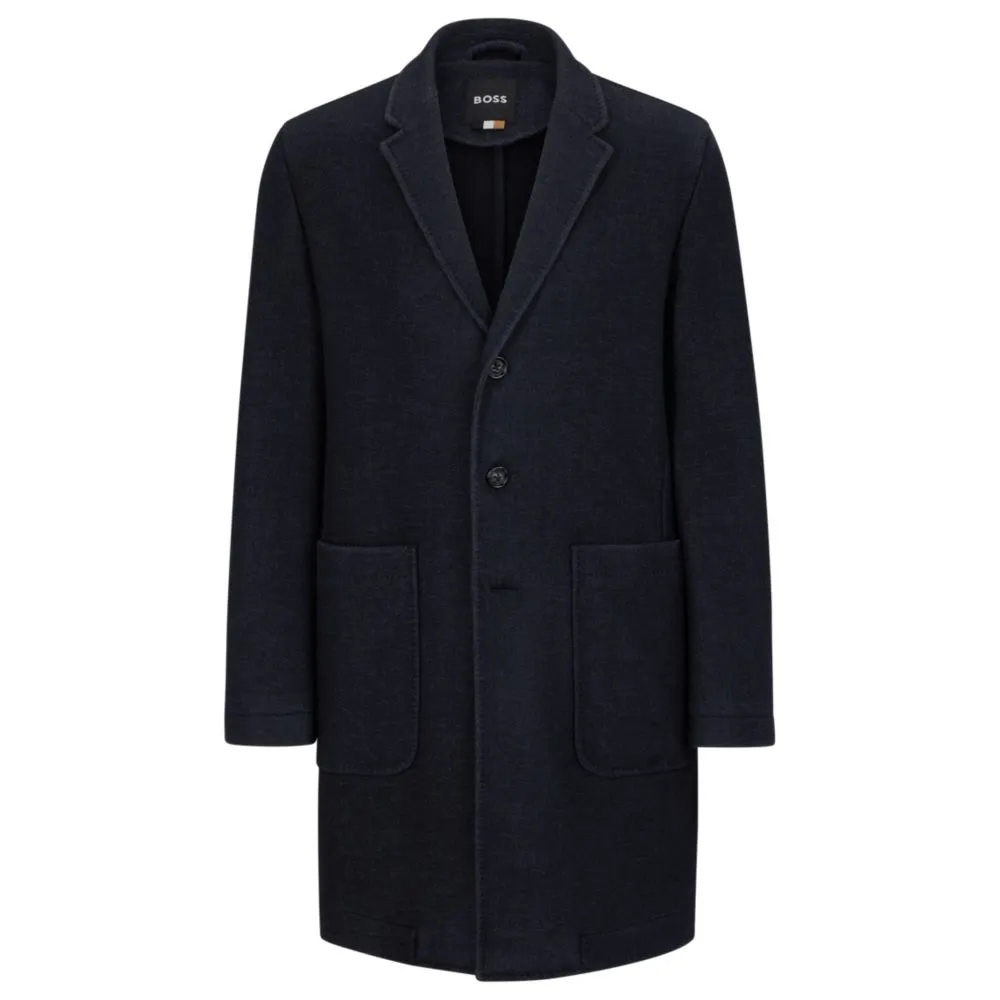 Slim-fit coat in a micro-patterned wool blend