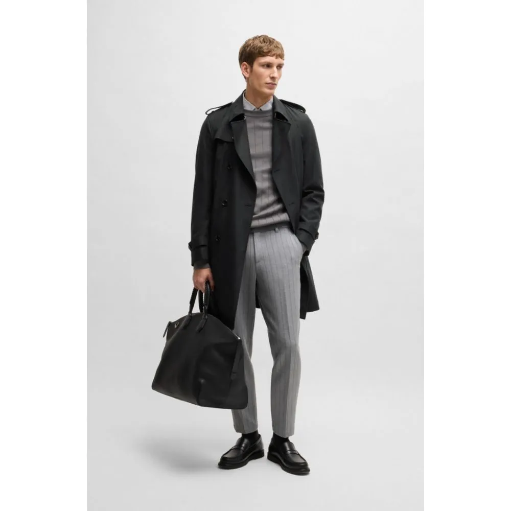 Slim-fit trench coat with double-breasted closure