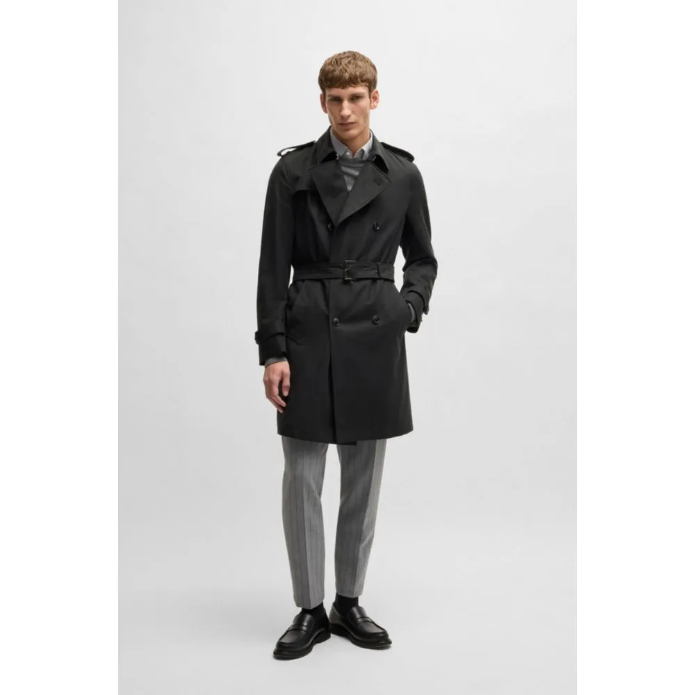 Slim-fit trench coat with double-breasted closure