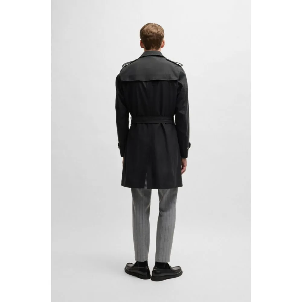 Slim-fit trench coat with double-breasted closure