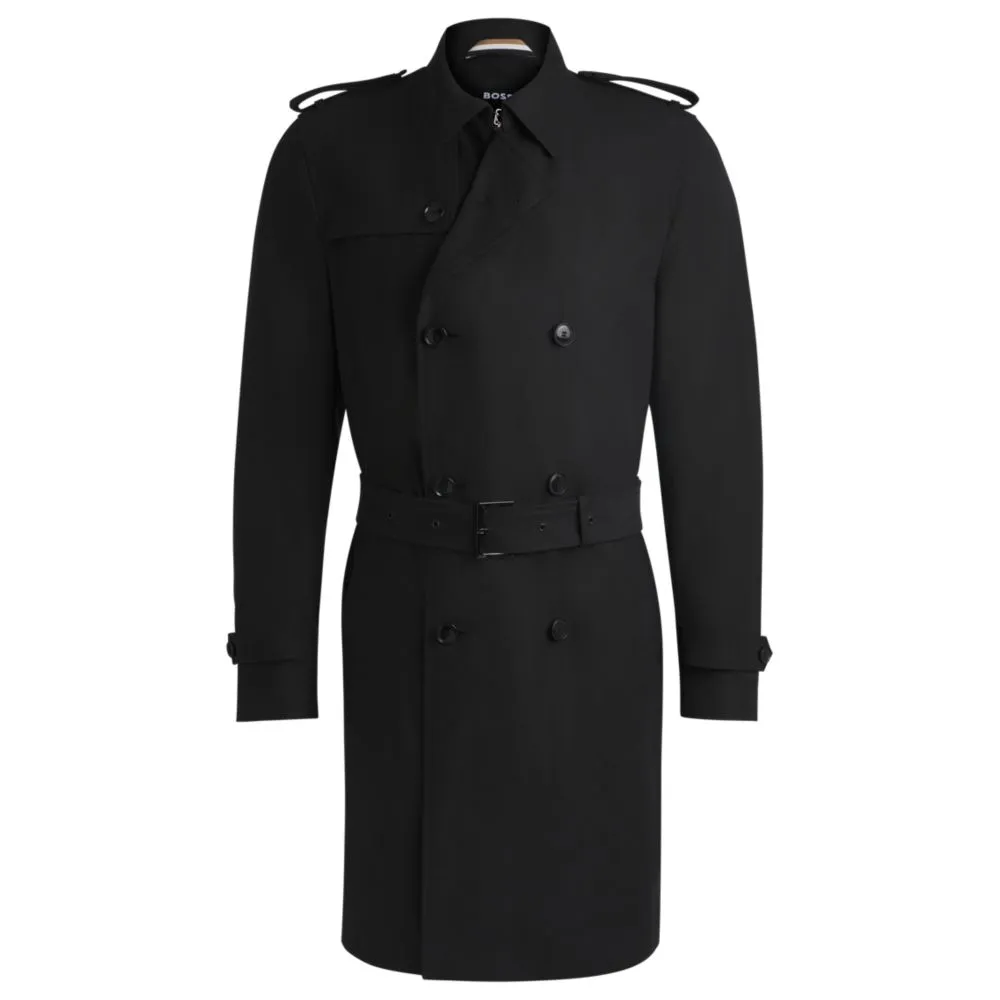 Slim-fit trench coat with double-breasted closure