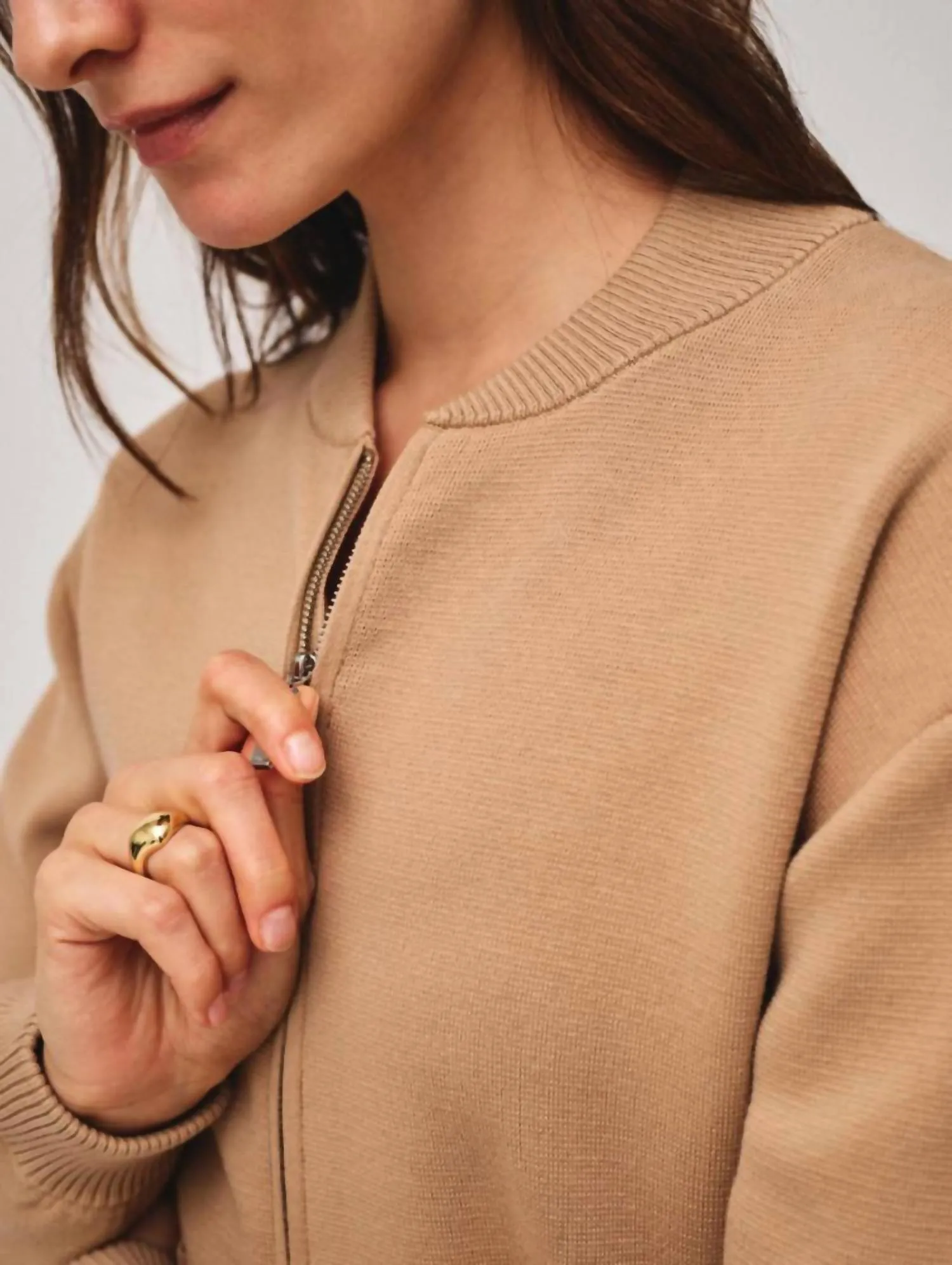 Superfine Organic Cotton Track Jacket In Vintage Camel