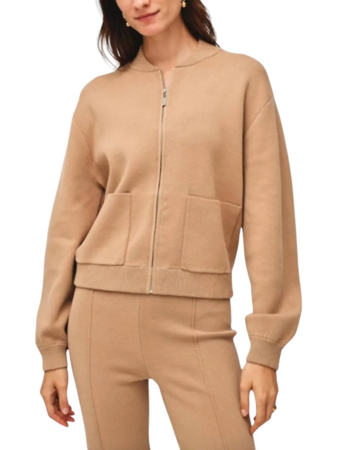 Superfine Organic Cotton Track Jacket In Vintage Camel