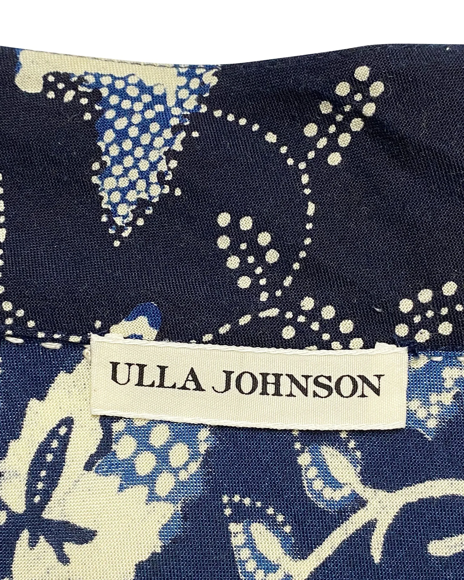 Ulla Johnson Asima Batik One Shoulder Blouse in Blue Cotton