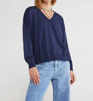V-Neck Sweater In Blue