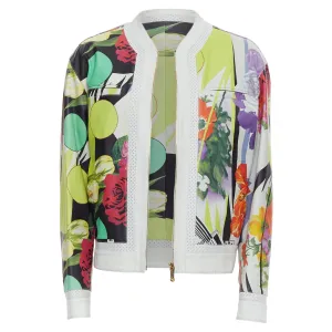 Versace Runway Leather Geometric Tropical Print Bomber