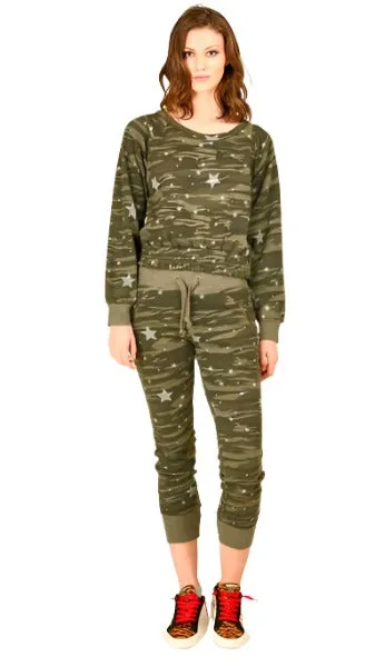 Vintage Havana Camo And Stars Crop Sweatshirt VH7766