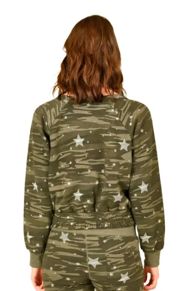 Vintage Havana Camo And Stars Crop Sweatshirt VH7766