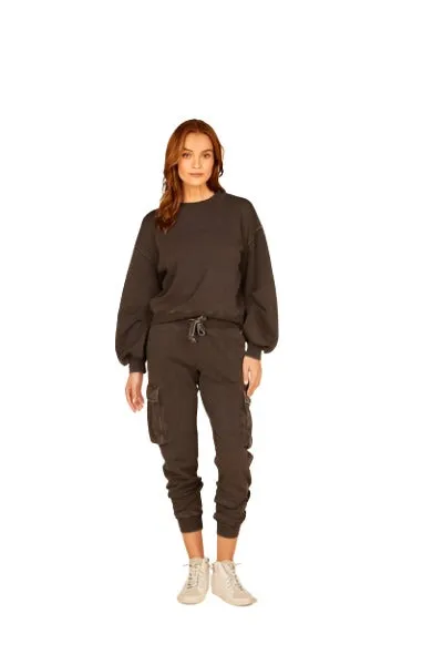 Vintage Havana Pleated Sleeve Crew B8928