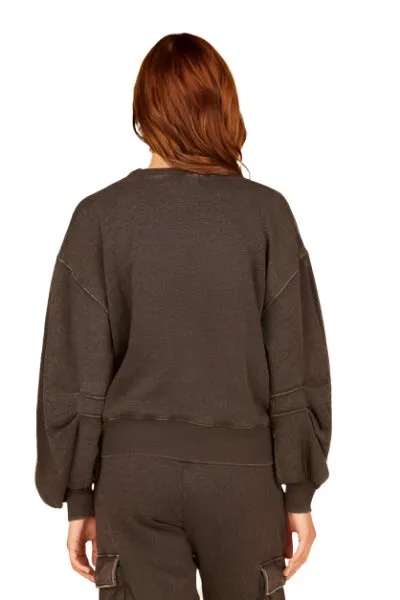 Vintage Havana Pleated Sleeve Crew B8928