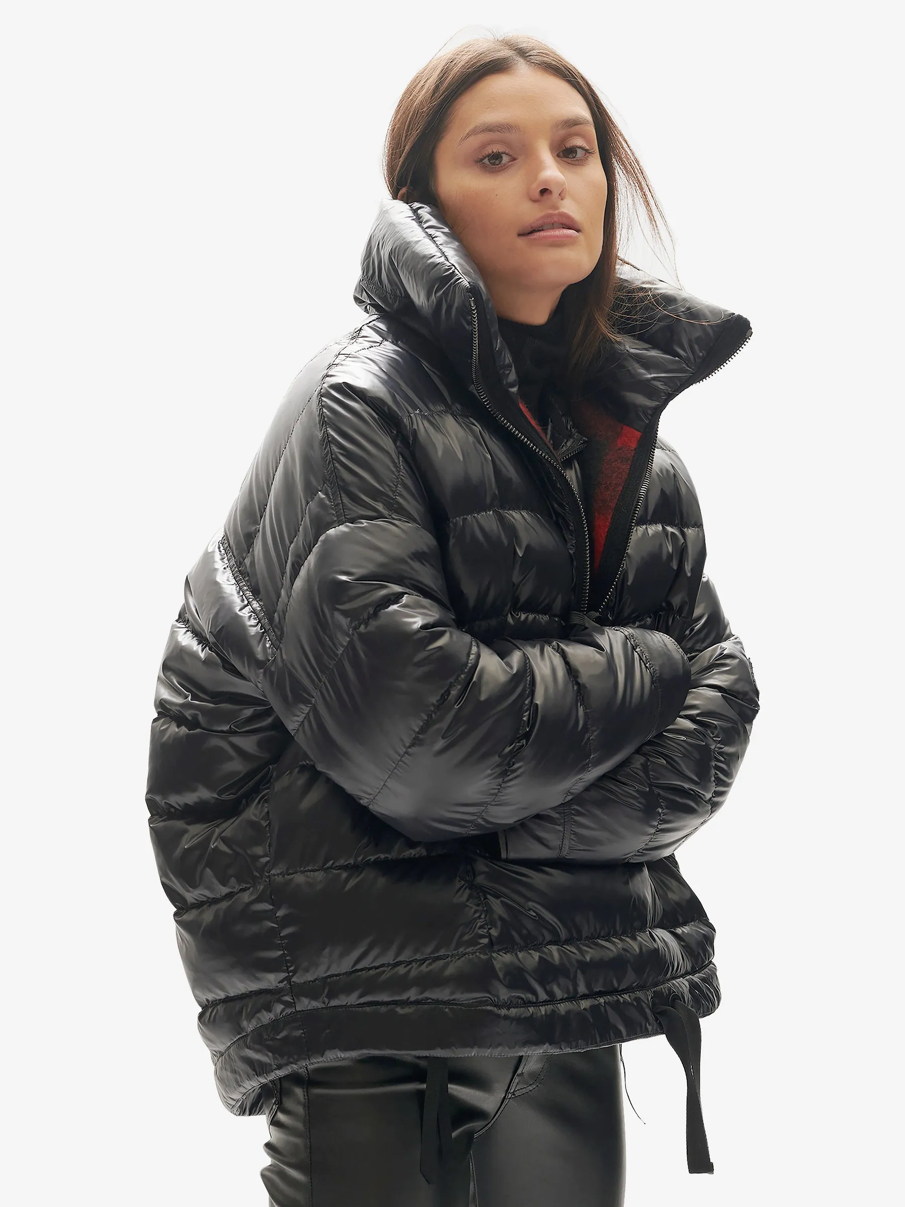 W Reversible Wool Half Zip - Black Plaid