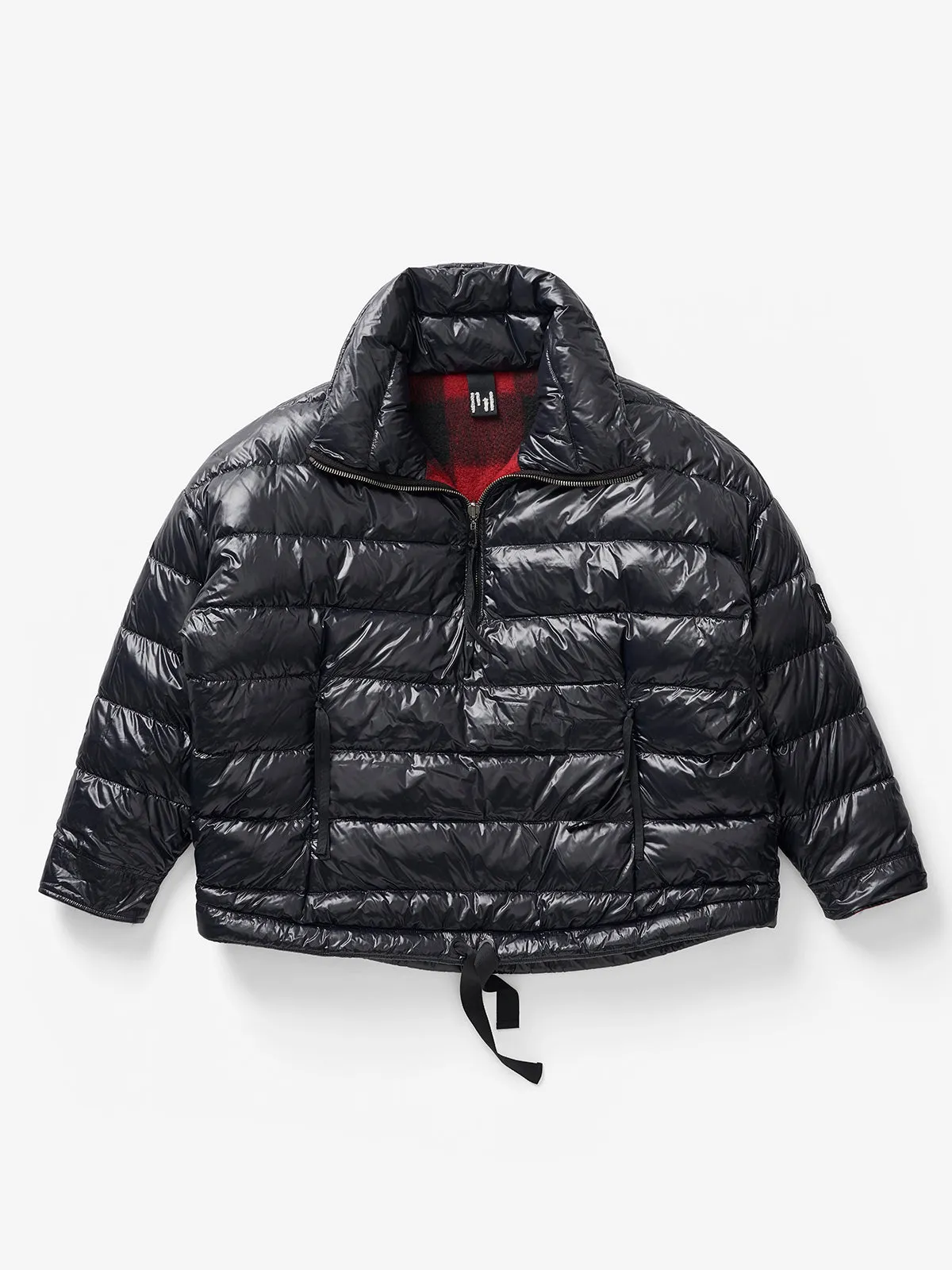 W Reversible Wool Half Zip - Black Plaid