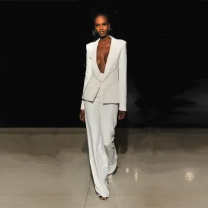 Women Suit Pants, White