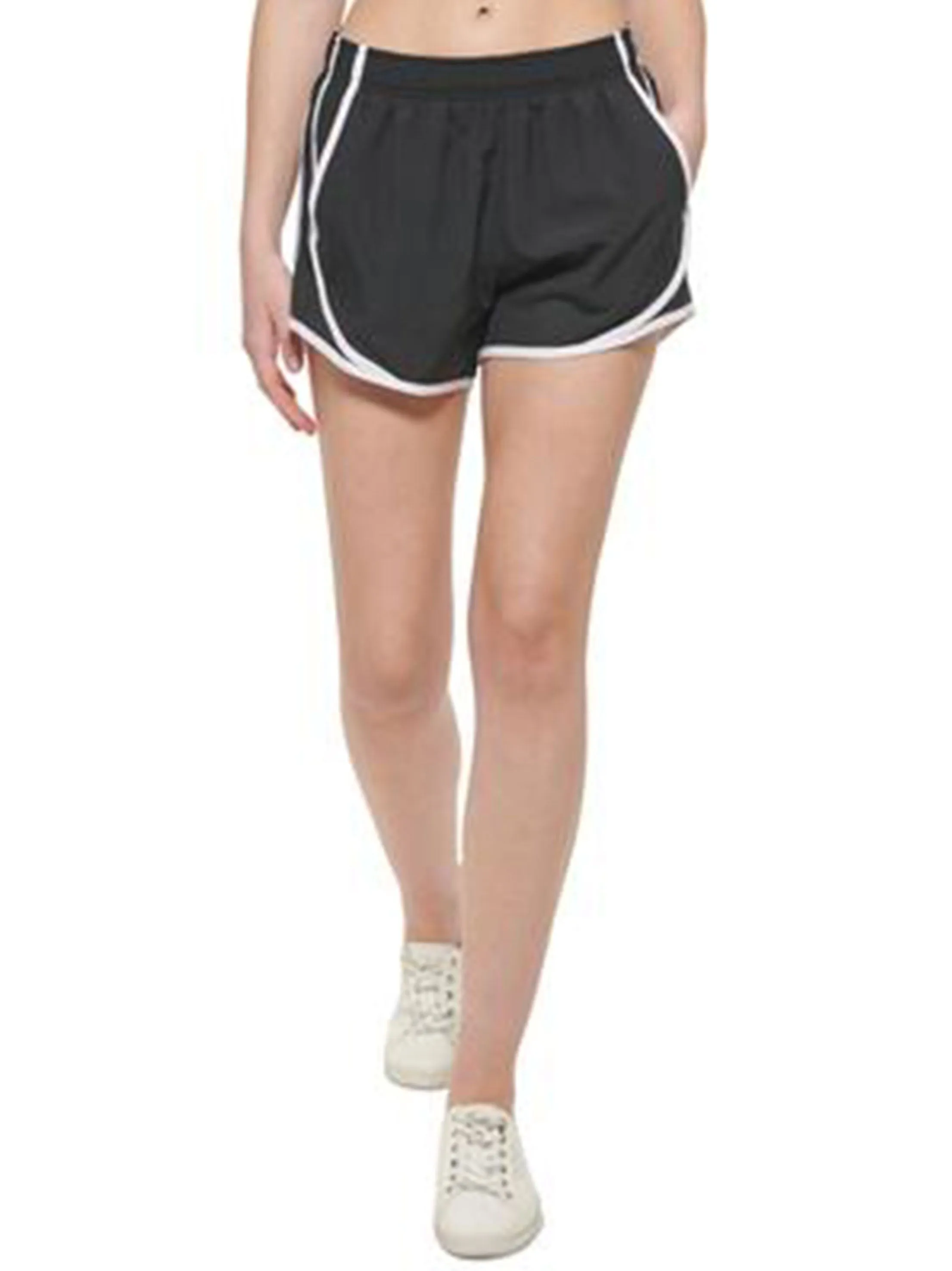 Women's Brand Logo Printed Sport Shorts,Black
