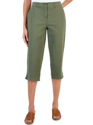 Women's Plain Capri Pants,Olive