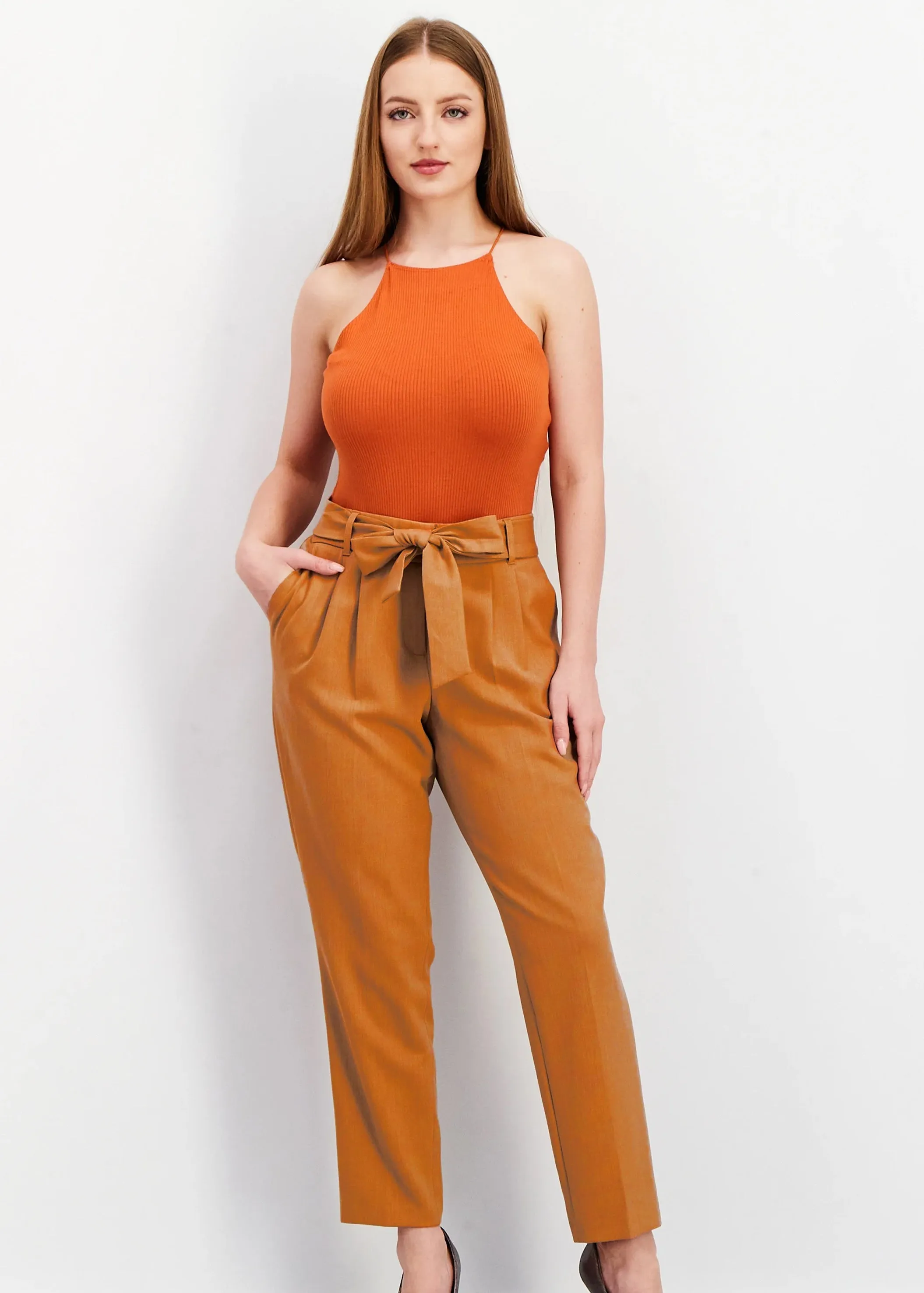 Women's Plain Pants,Brown