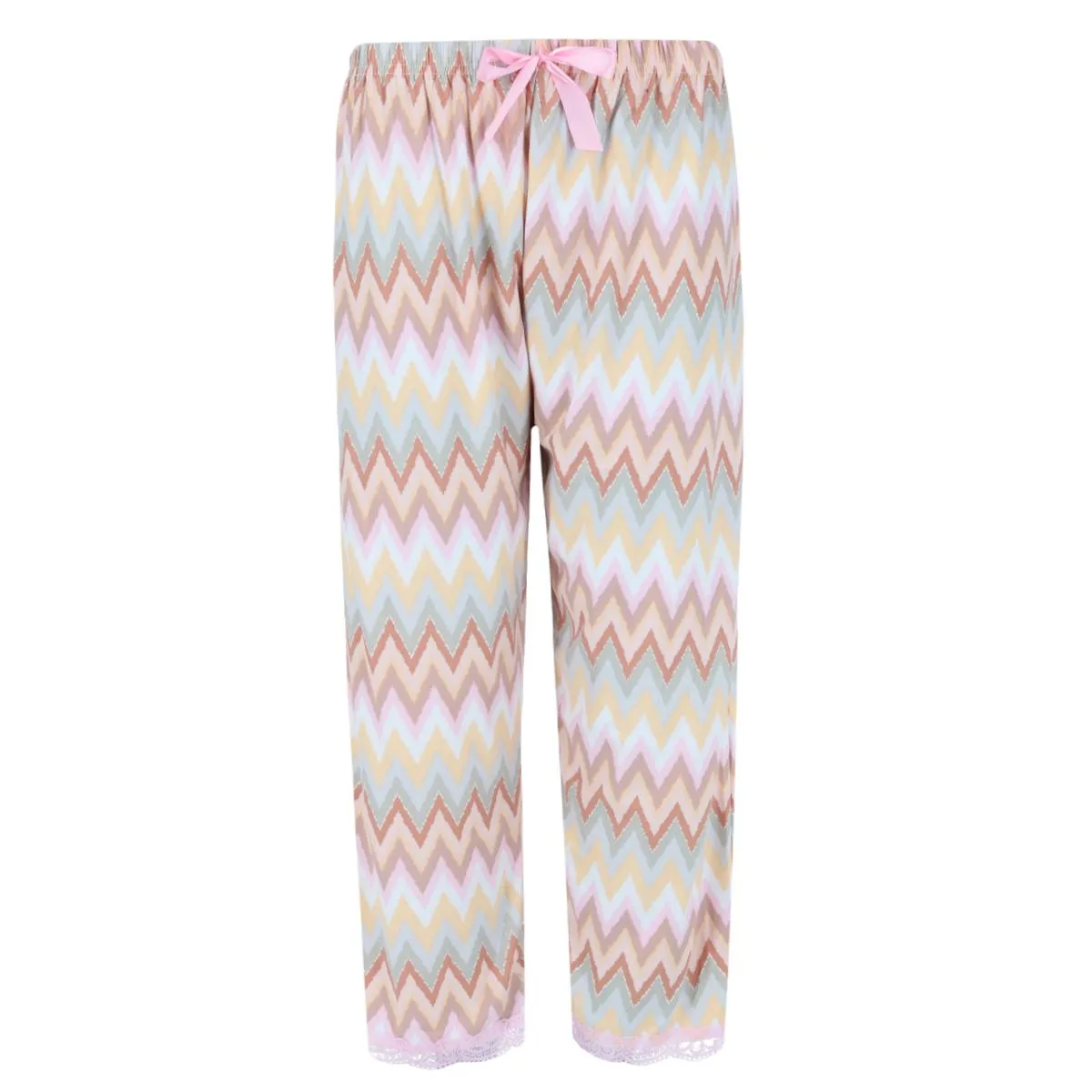Women's Plus Size Chevron Multicolor Short Sleeve Capri Set