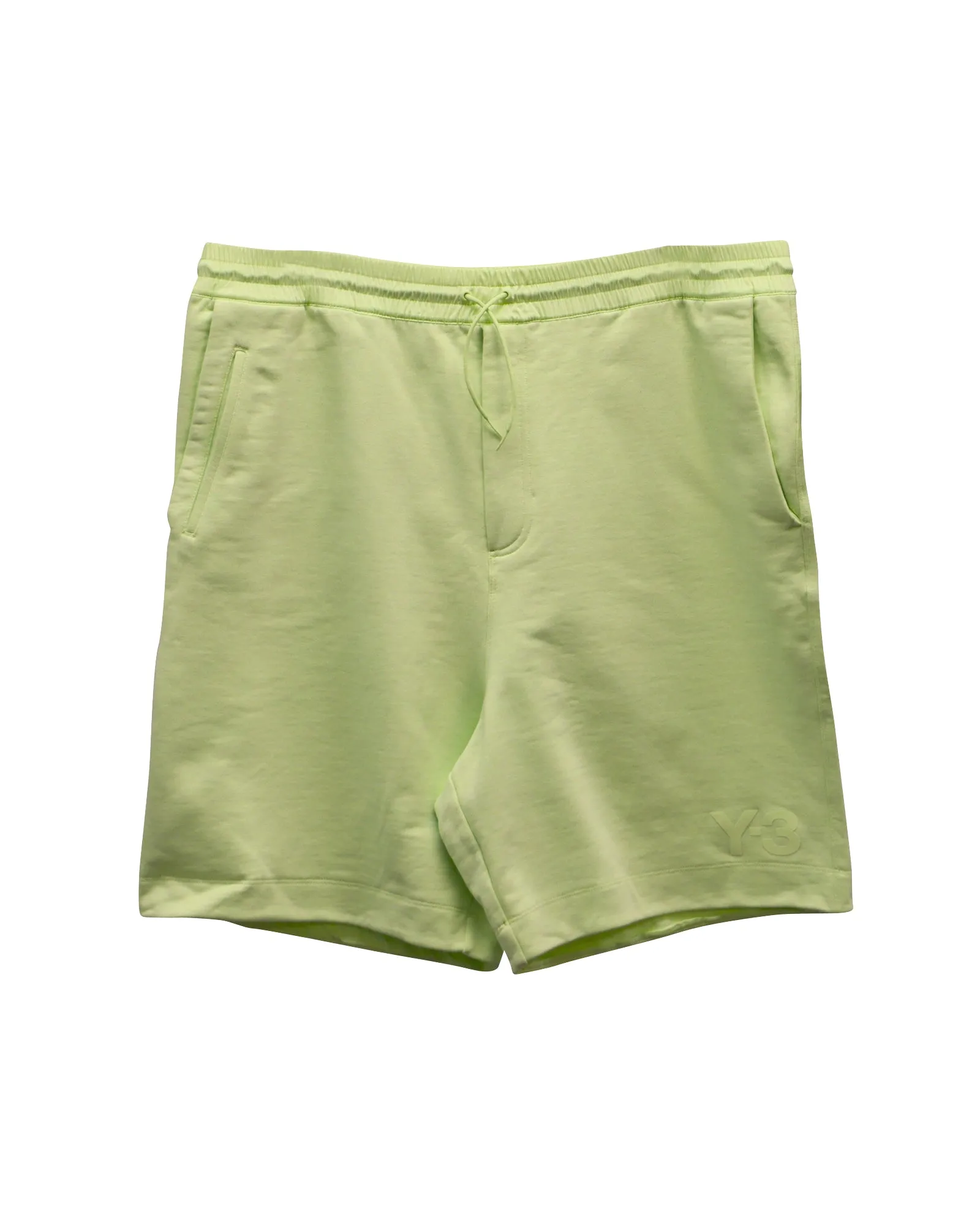 Y-3 Drawstring Shorts in Lime Green Cotton